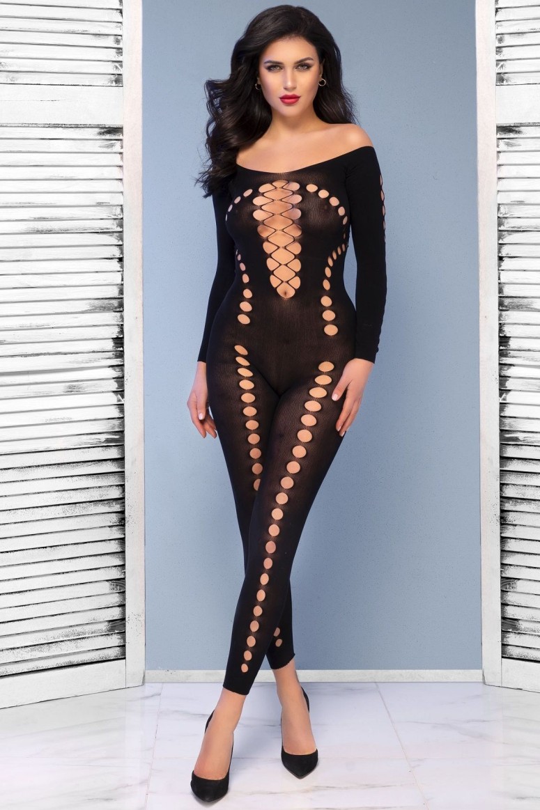 Sexy bodystocking opaca con aperture