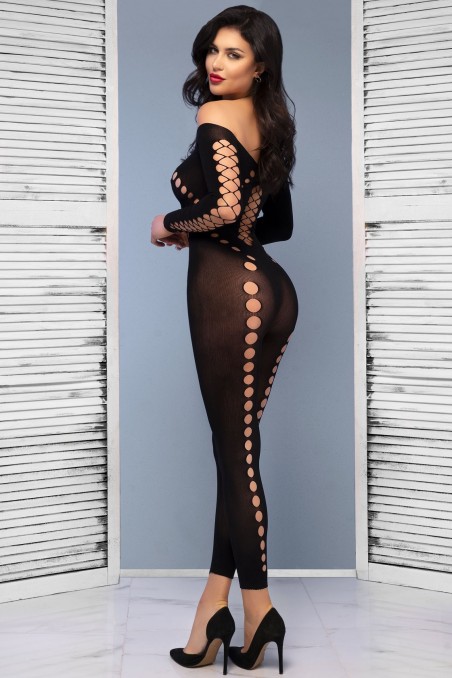 Sexy bodystocking opaca con aperture