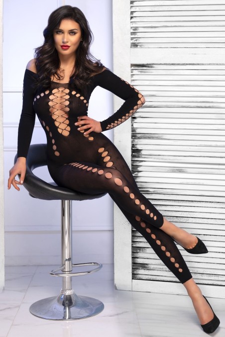Sexy bodystocking opaca con aperture
