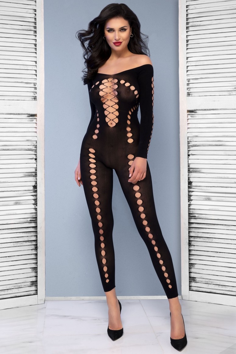 Sexy bodystocking opaca con aperture