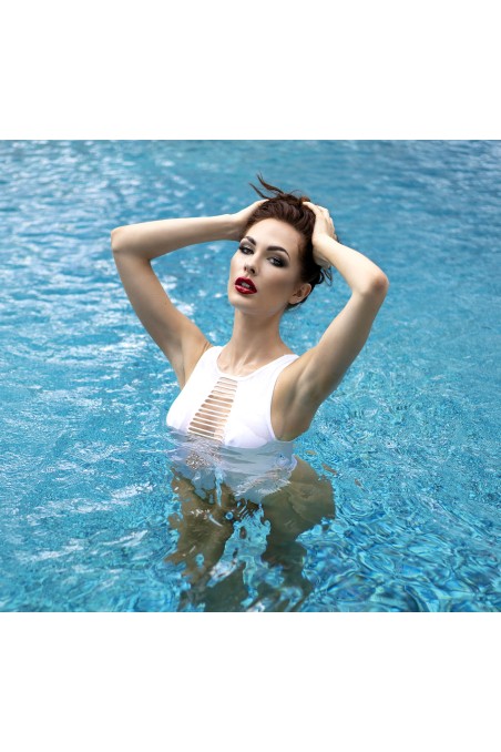 Body in tessuto stretch 4D bianco senza cuciture