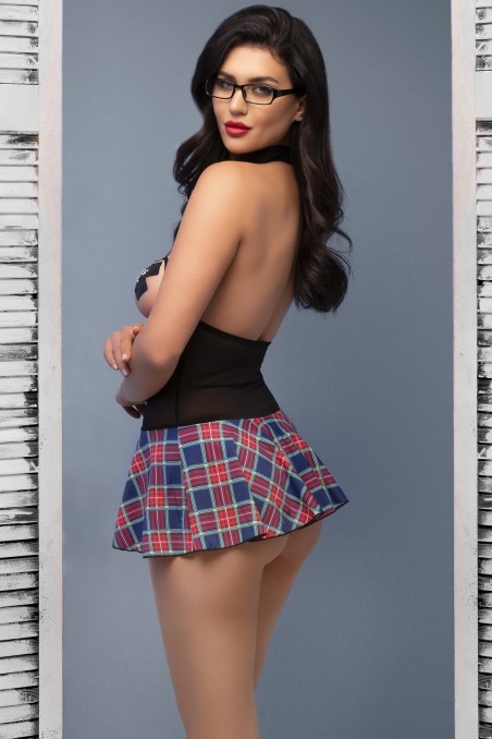 Sexy costume da scolaretta con occhiali e accessori