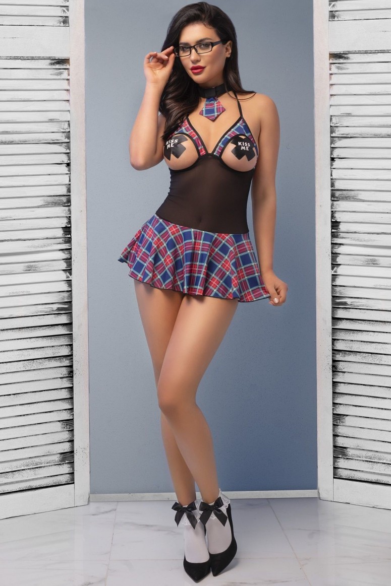 Sexy costume da scolaretta con occhiali e...