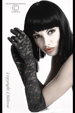 Sexy guanti lunghi in pizzo ricamato nero