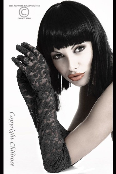 Sexy guanti lunghi in pizzo ricamato nero