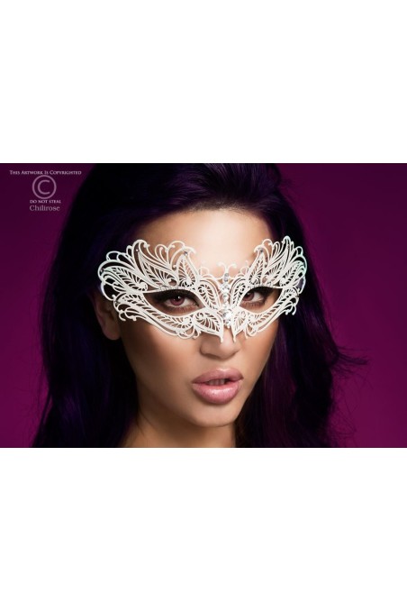 Sexy maschera bianca in metallo filigranato con strass