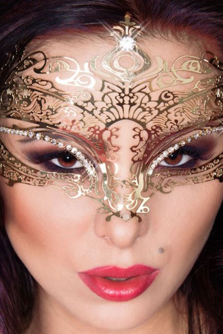 Sexy maschera color oro con strass