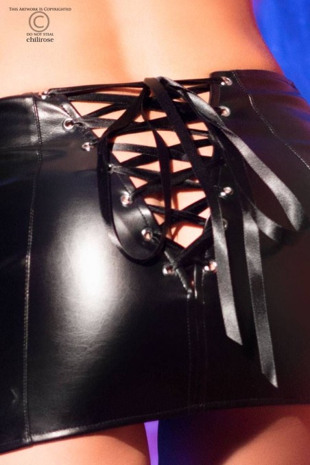 Sexy minigonna nera in similpelle morbida 