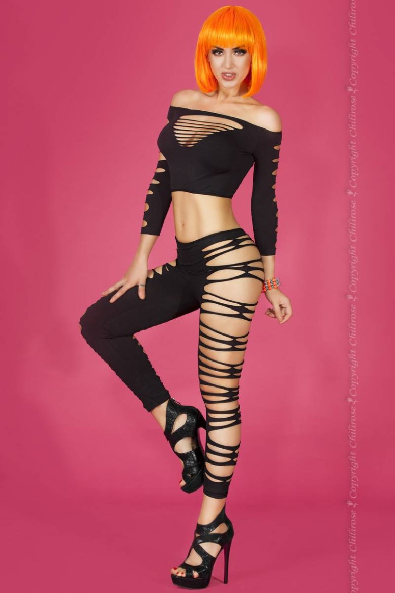 Sexy set crop top e leggings con intriganti...