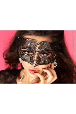 Maschera nera in metallo filigranato con strass 2